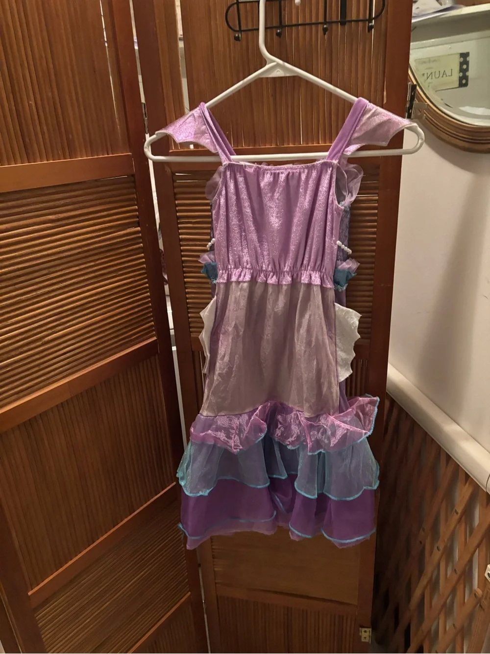 Girls Purple Mermaid Princess Costume Dress with Teal Accents